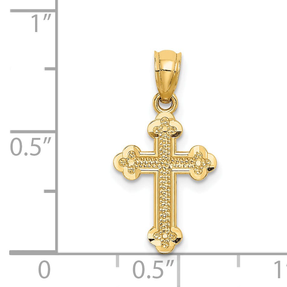 Lovely Rita's Pendants & Charms 14k Yellow Gold Dainty Budded Cross Pendant