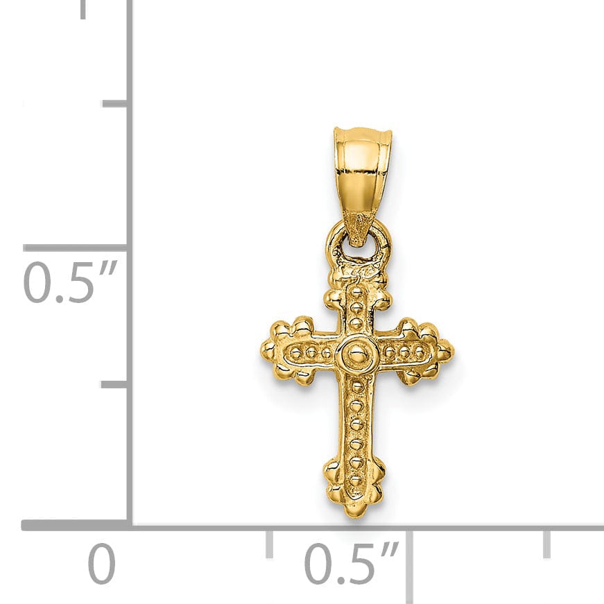 Lovely Rita's Pendants & Charms 14k Yellow Gold Dainty Budded Cross Pendant