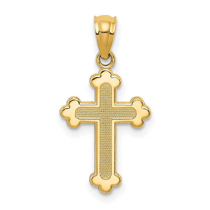 Lovely Rita's Pendants & Charms 14k Yellow Gold Dainty Polished Budded Cross Pendant