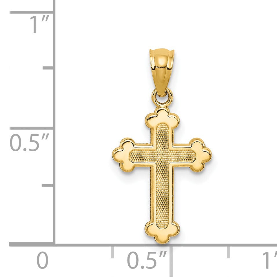 Lovely Rita's Pendants & Charms 14k Yellow Gold Dainty Polished Budded Cross Pendant