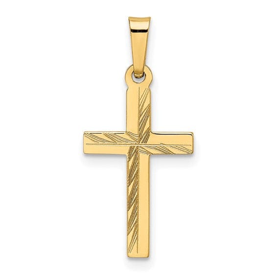 Lovely Rita's Pendants & Charms 14k Yellow Gold Diamond Cut Small Hollow Cross Pendent