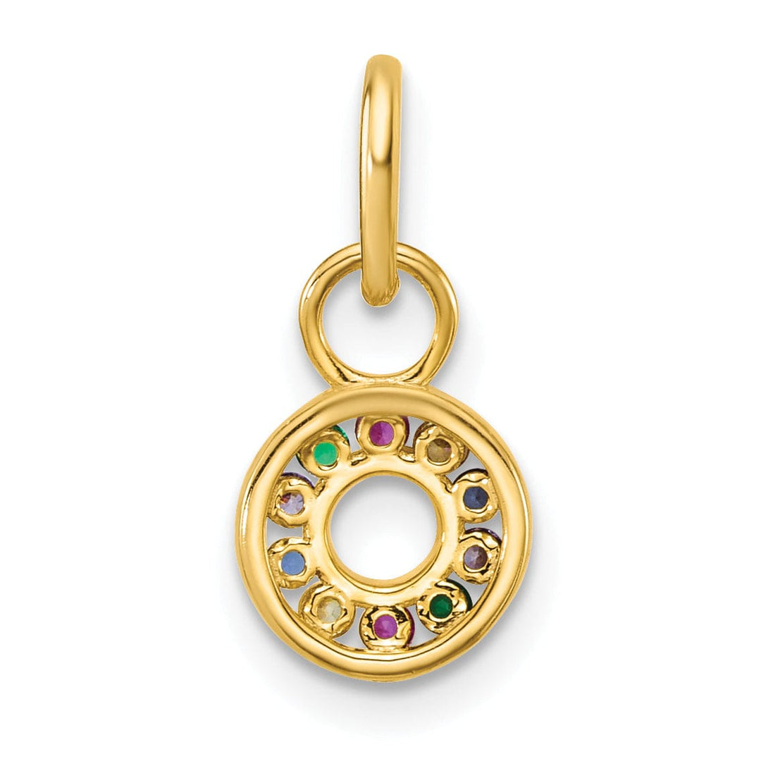 Lovely Rita's Pendants & Charms 14K Yellow Gold Diamond Multi-color CZ Circle Pendant