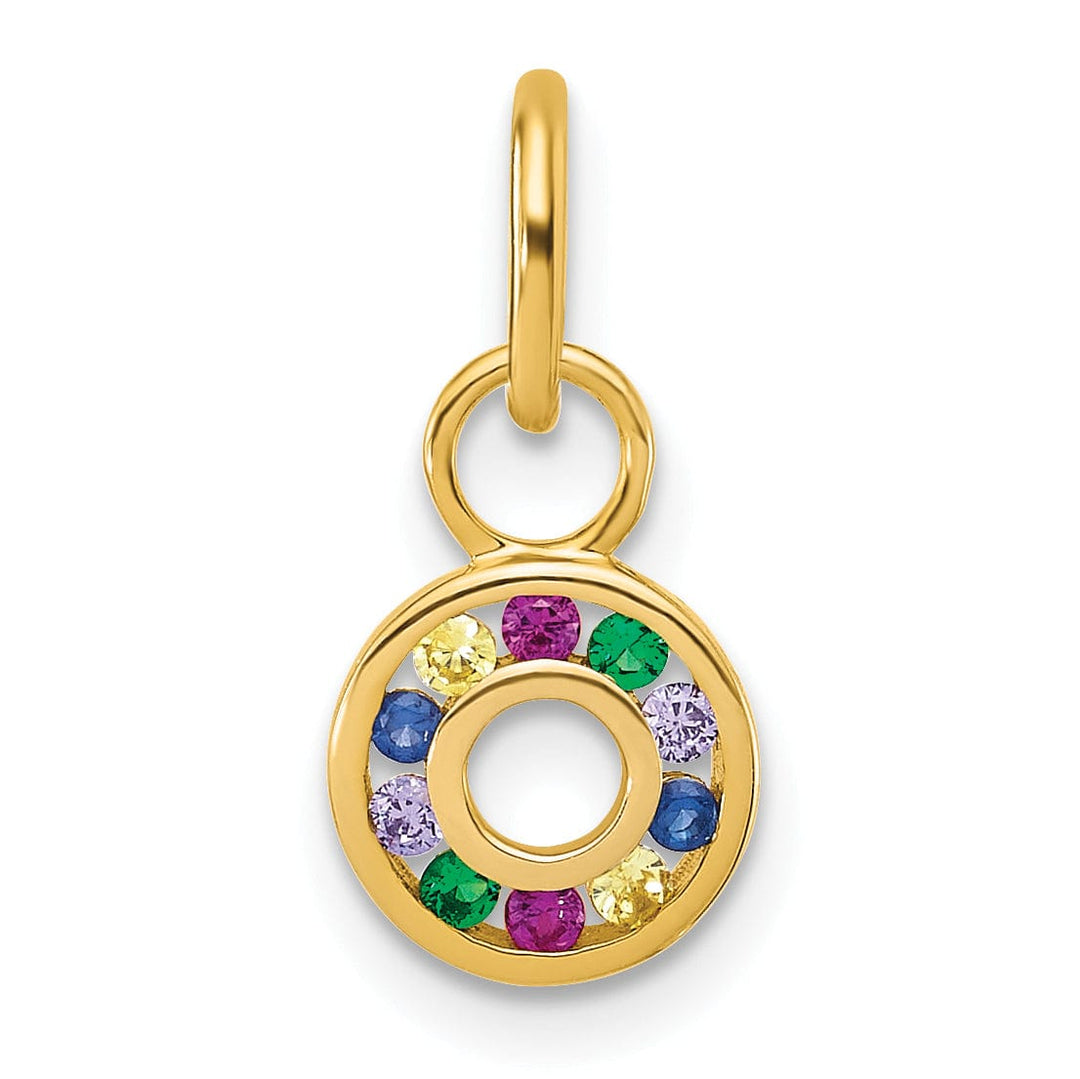 Lovely Rita's Pendants & Charms 14K Yellow Gold Diamond Multi-color CZ Circle Pendant