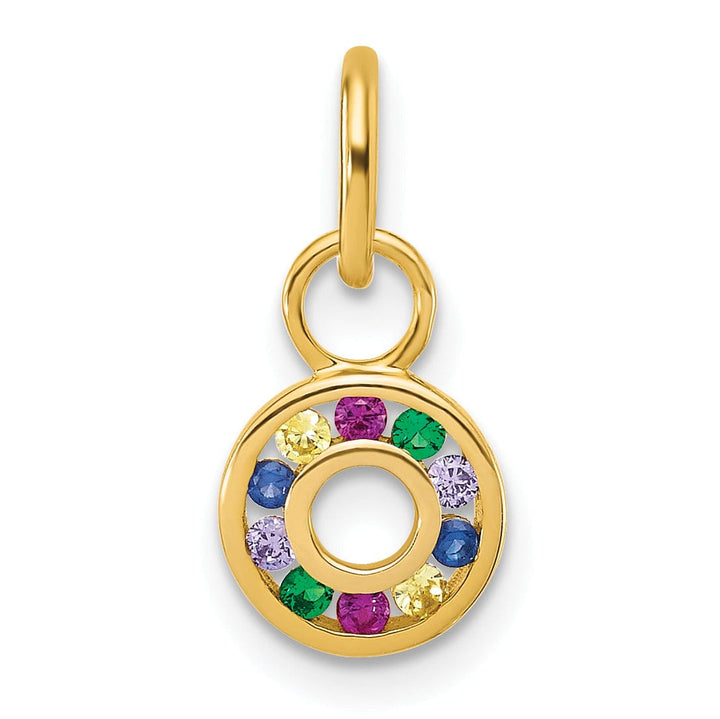 Lovely Rita's Pendants & Charms 14K Yellow Gold Diamond Multi-color CZ Circle Pendant