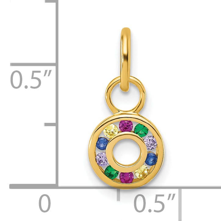 Lovely Rita's Pendants & Charms 14K Yellow Gold Diamond Multi-color CZ Circle Pendant