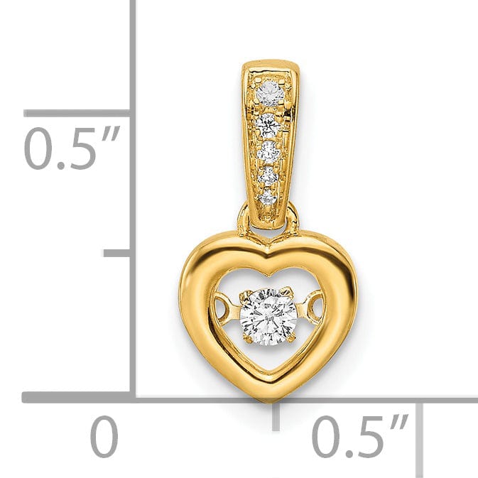 Lovely Rita's Pendants & Charms 14k Yellow Gold Diamond Polished Heart Dangle Pendant