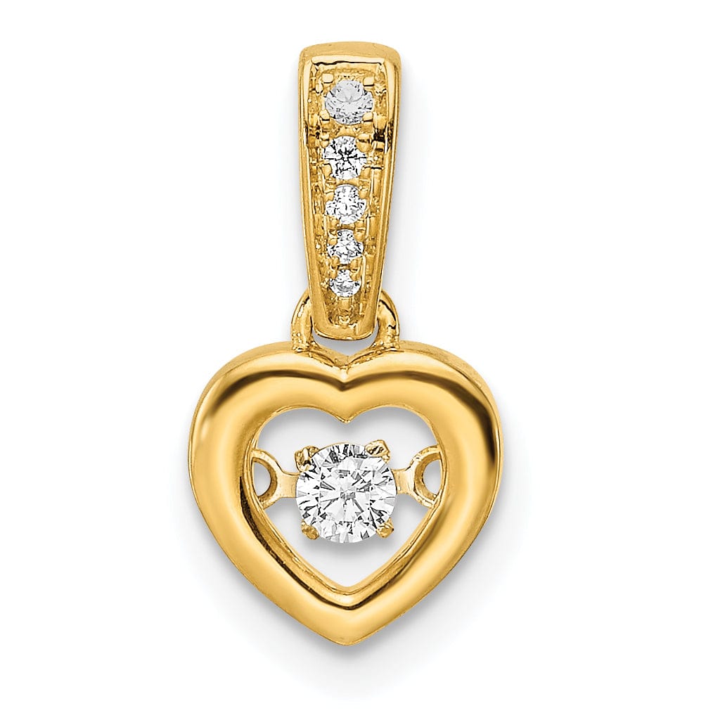 Lovely Rita's Pendants & Charms 14k Yellow Gold Diamond Polished Heart Dangle Pendant