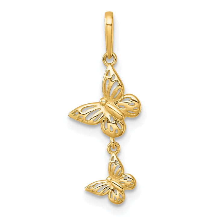 Lovely Rita's Pendants & Charms 14k Yellow Gold Double Butterfly Dangle Charm Pendant