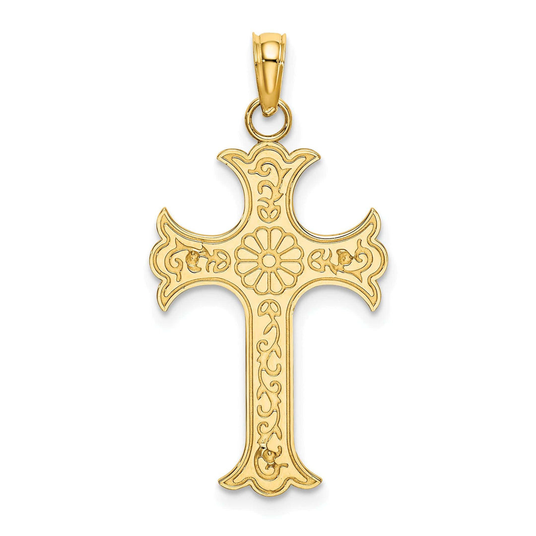 Lovely Rita's Pendants & Charms 14K Yellow Gold Double Sided Design Fleur de lis Cross