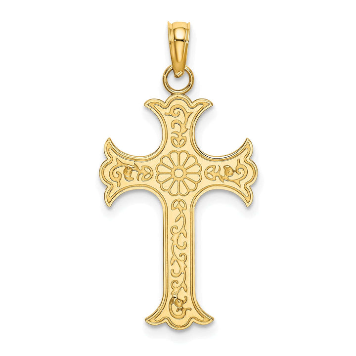 Lovely Rita's Pendants & Charms 14K Yellow Gold Double Sided Design Fleur de lis Cross