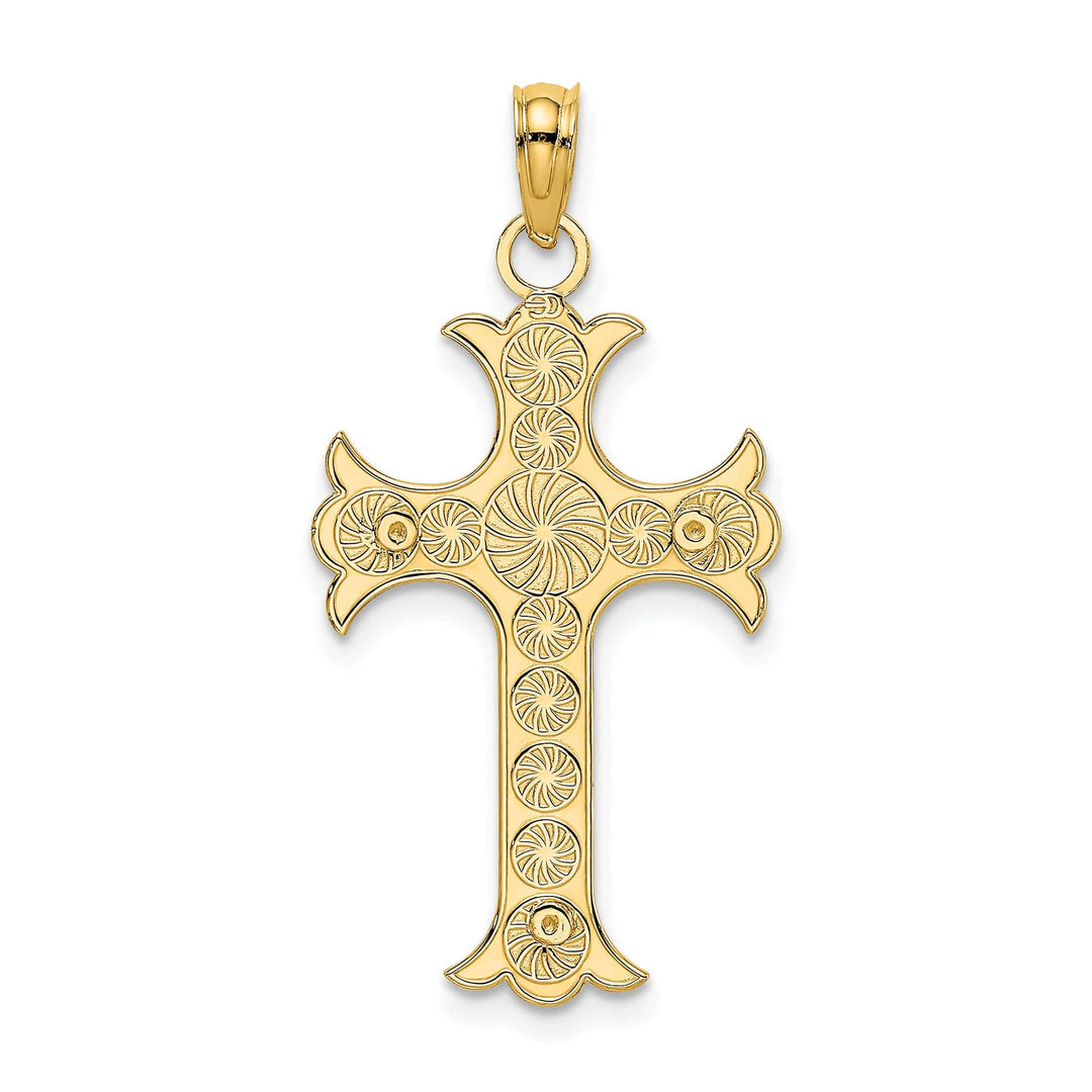 Lovely Rita's Pendants & Charms 14K Yellow Gold Double Sided Design Fleur de lis Cross