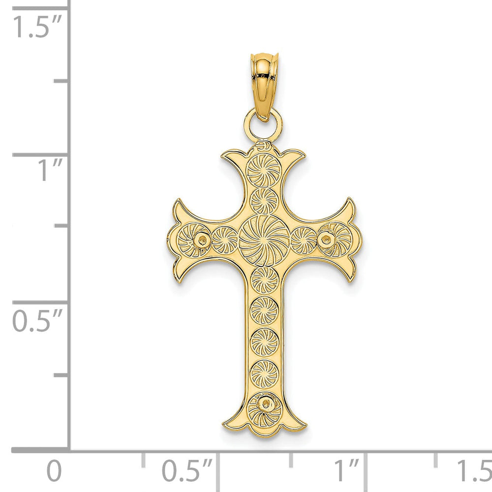 Lovely Rita's Pendants & Charms 14K Yellow Gold Double Sided Design Fleur de lis Cross