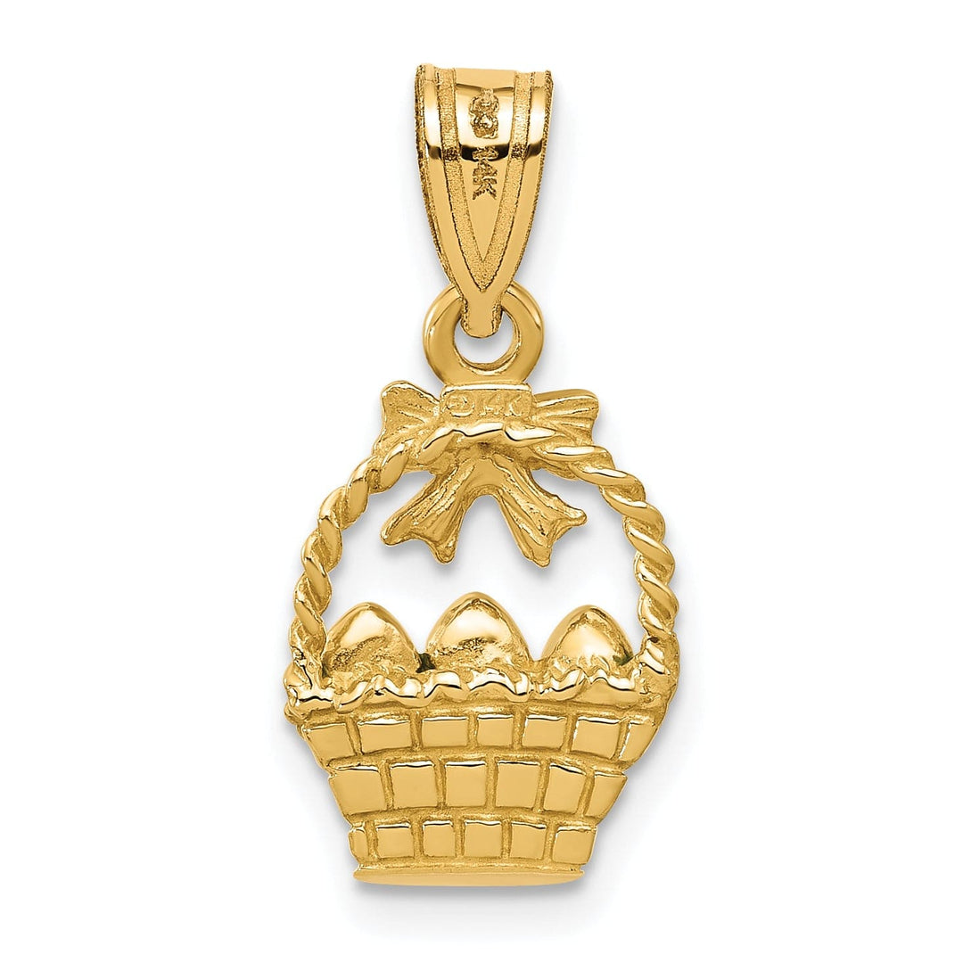 Lovely Rita's Pendants & Charms 14K Yellow Gold Easter Basket with Bow and Eggs Charm Pendant