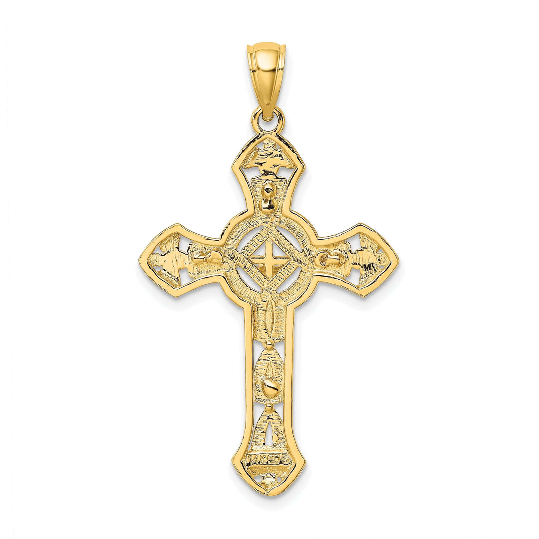 Lovely Rita's Pendants & Charms 14K Yellow Gold Elegant Celtic Crucifix with Floral Tips Charm