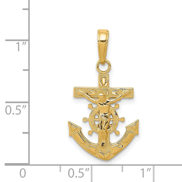 Lovely Rita's Pendants & Charms 14K Yellow Gold Elegant Mariner Crucifix Pendant