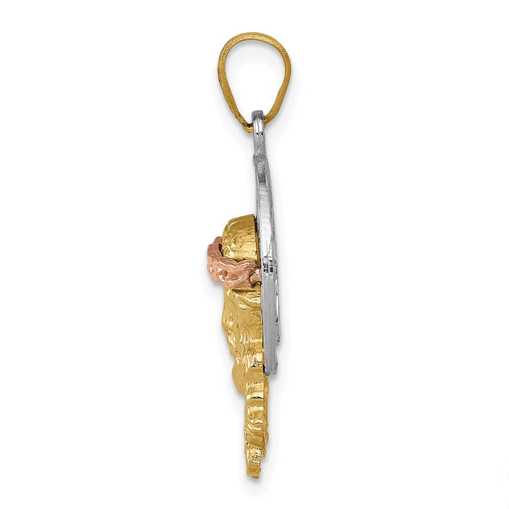Lovely Rita's Pendants & Charms 14K Yellow Gold Elegant Polished Diamond-Cut Christ Charm