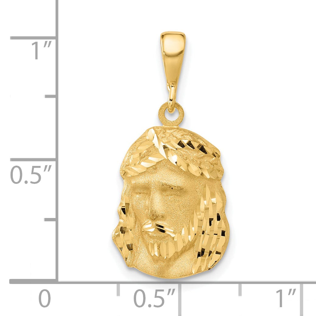 Lovely Rita's Pendants & Charms 14K Yellow Gold Elegant Polished Diamond-Cut Jesus Medal