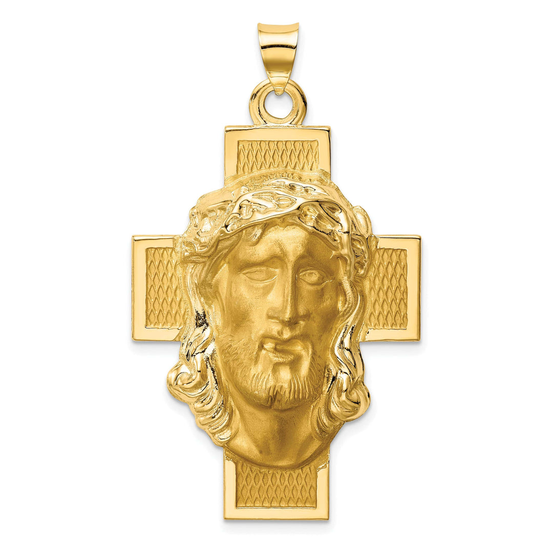 Lovely Rita's Pendants & Charms 14K Yellow Gold Elegant Polished Jesus Cross Medal