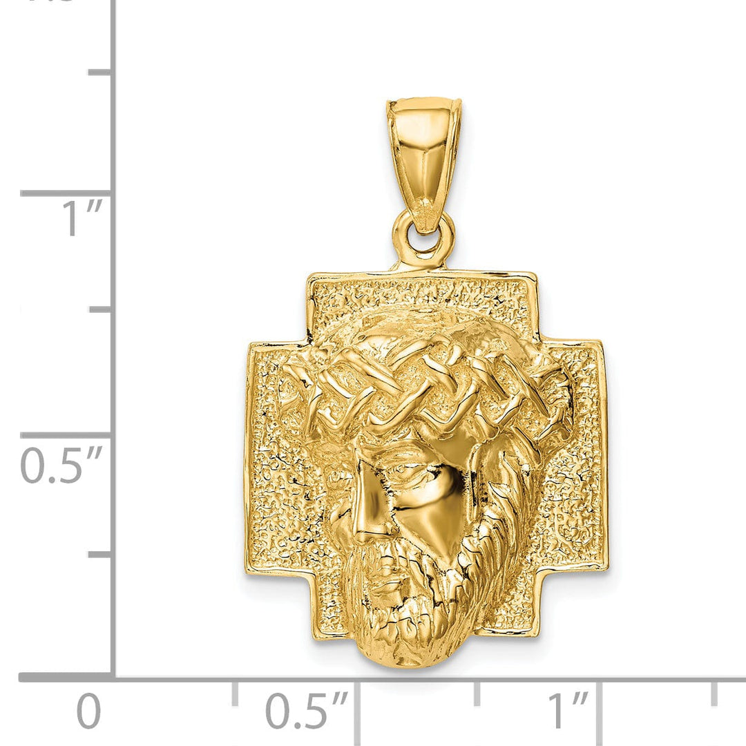 Lovely Rita's Pendants & Charms 14K Yellow Gold Elegant Polished Large Jesus Head with Crown Pendant