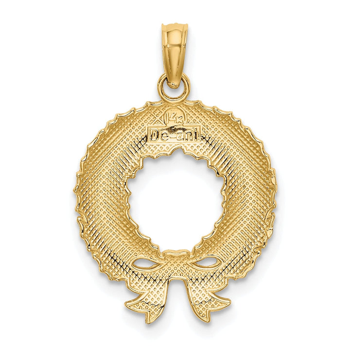 Lovely Rita's Pendants & Charms 14K Yellow Gold Enameled Christmas Wreath Charm Pendant