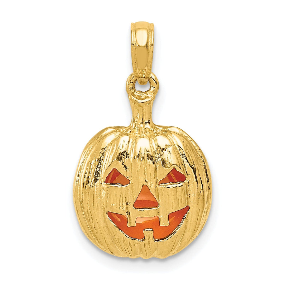 Lovely Rita's Pendants & Charms 14k Yellow Gold Enameled Inside 3-D Cut-Out Jack-o-Lantern Pendant