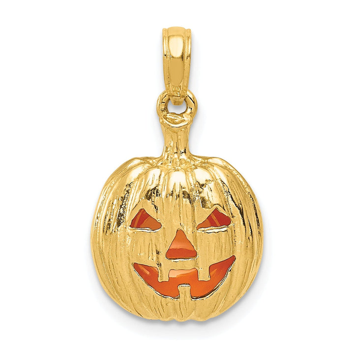 Lovely Rita's Pendants & Charms 14k Yellow Gold Enameled Inside 3-D Cut-Out Jack-o-Lantern Pendant