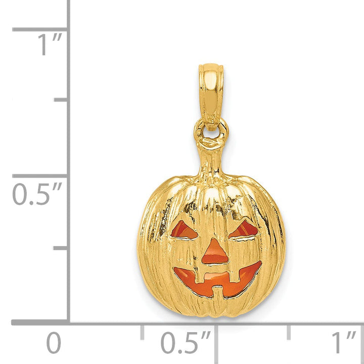 Lovely Rita's Pendants & Charms 14k Yellow Gold Enameled Inside 3-D Cut-Out Jack-o-Lantern Pendant