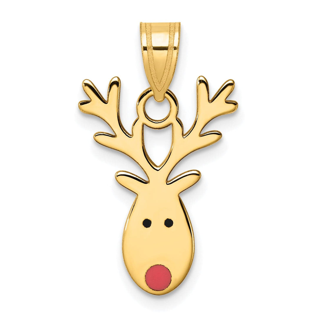 Lovely Rita's Pendants & Charms 14k Yellow Gold Enameled Red-Nosed Reindeer Charm Pendant
