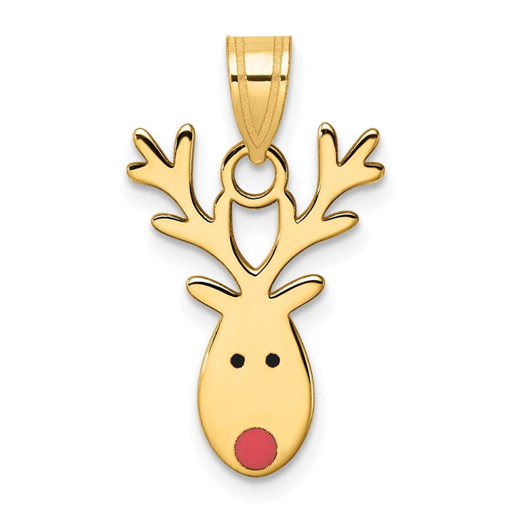Lovely Rita's Pendants & Charms 14k Yellow Gold Enameled Red-Nosed Reindeer Charm Pendant