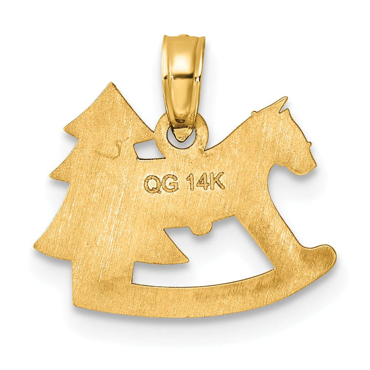 Lovely Rita's Pendants & Charms 14k Yellow Gold Epoxy Rocking Horse with Christmas Tree Pendant
