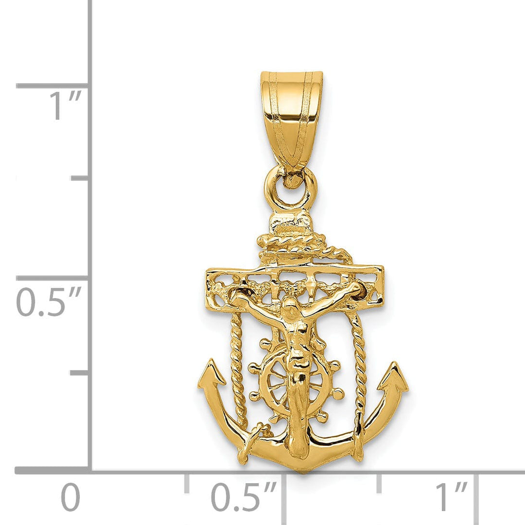 Lovely Rita's Pendants & Charms 14K Yellow Gold Faith Symbol Mariner Cross Pendant