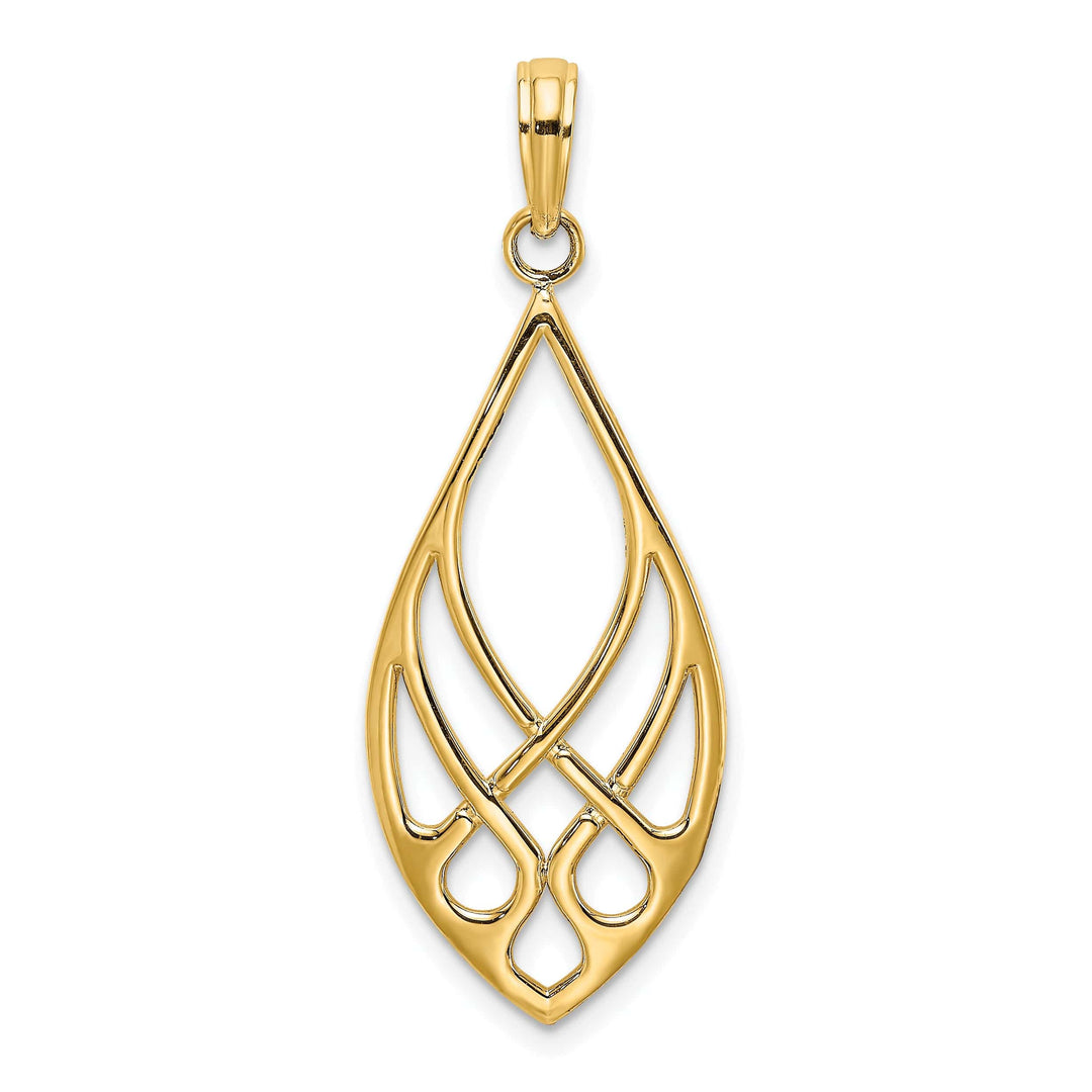 Lovely Rita's Pendants & Charms 14K Yellow Gold Fancy Celtic Knot Teardrop Charm Pendant