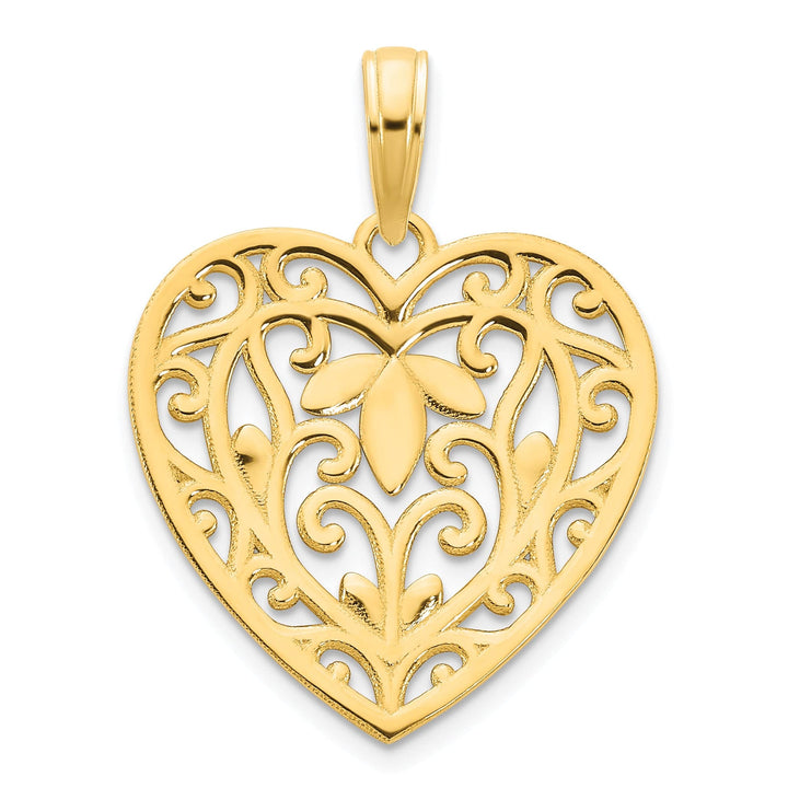 Lovely Rita's Pendants & Charms 14k Yellow Gold Fancy Filigree Design Heart Pendant