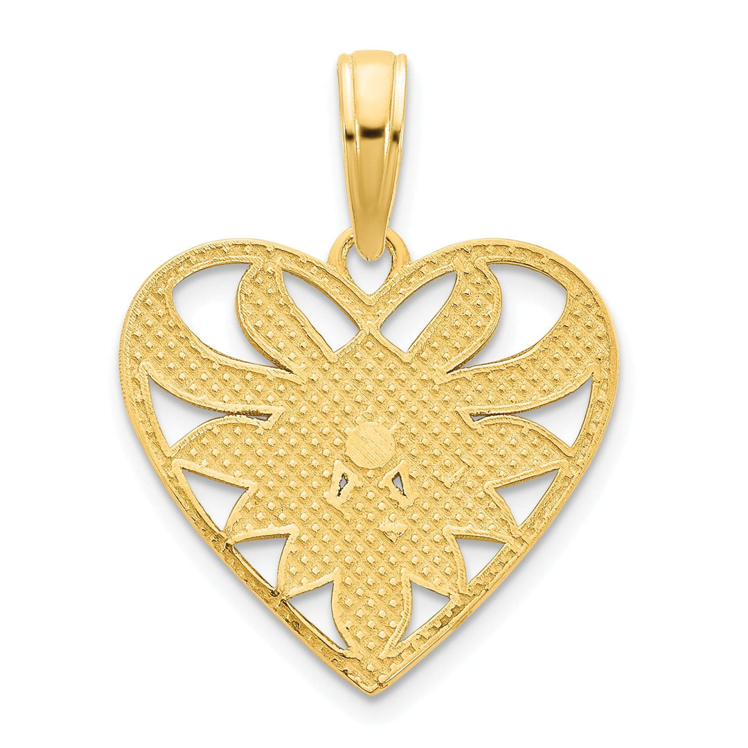 Lovely Rita's Pendants & Charms 14k Yellow Gold Fancy Filigree Design Heart Shape Pendant