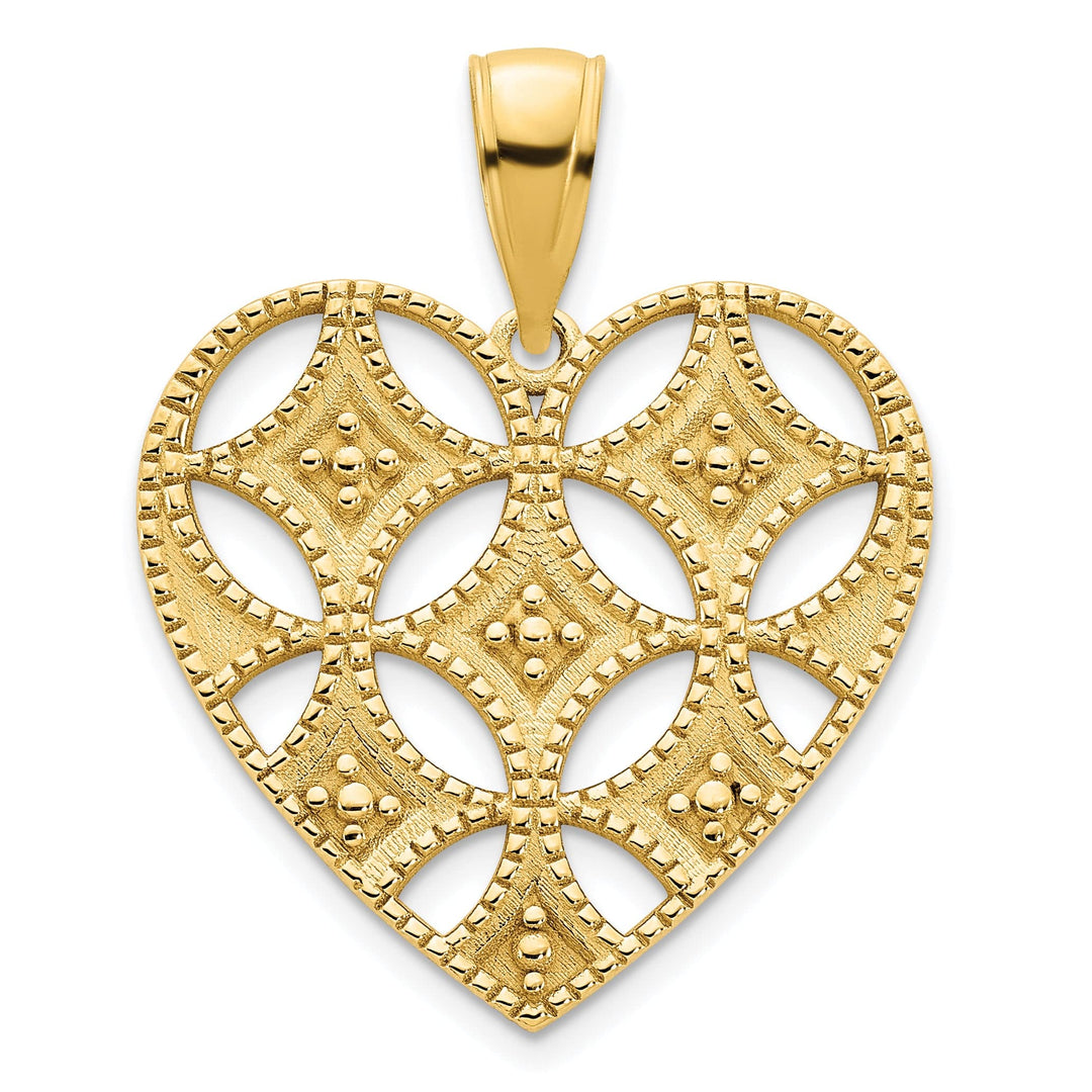 Lovely Rita's Pendants & Charms 14k Yellow Gold Fancy Filigree Heart Design Pendant