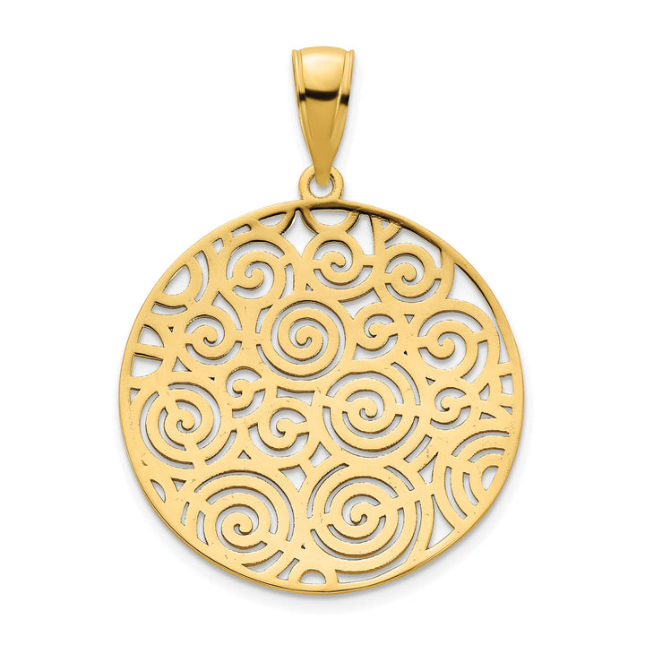 Lovely Rita's Pendants & Charms 14k Yellow Gold Fancy Filigree Swirl Design Disc Pendant
