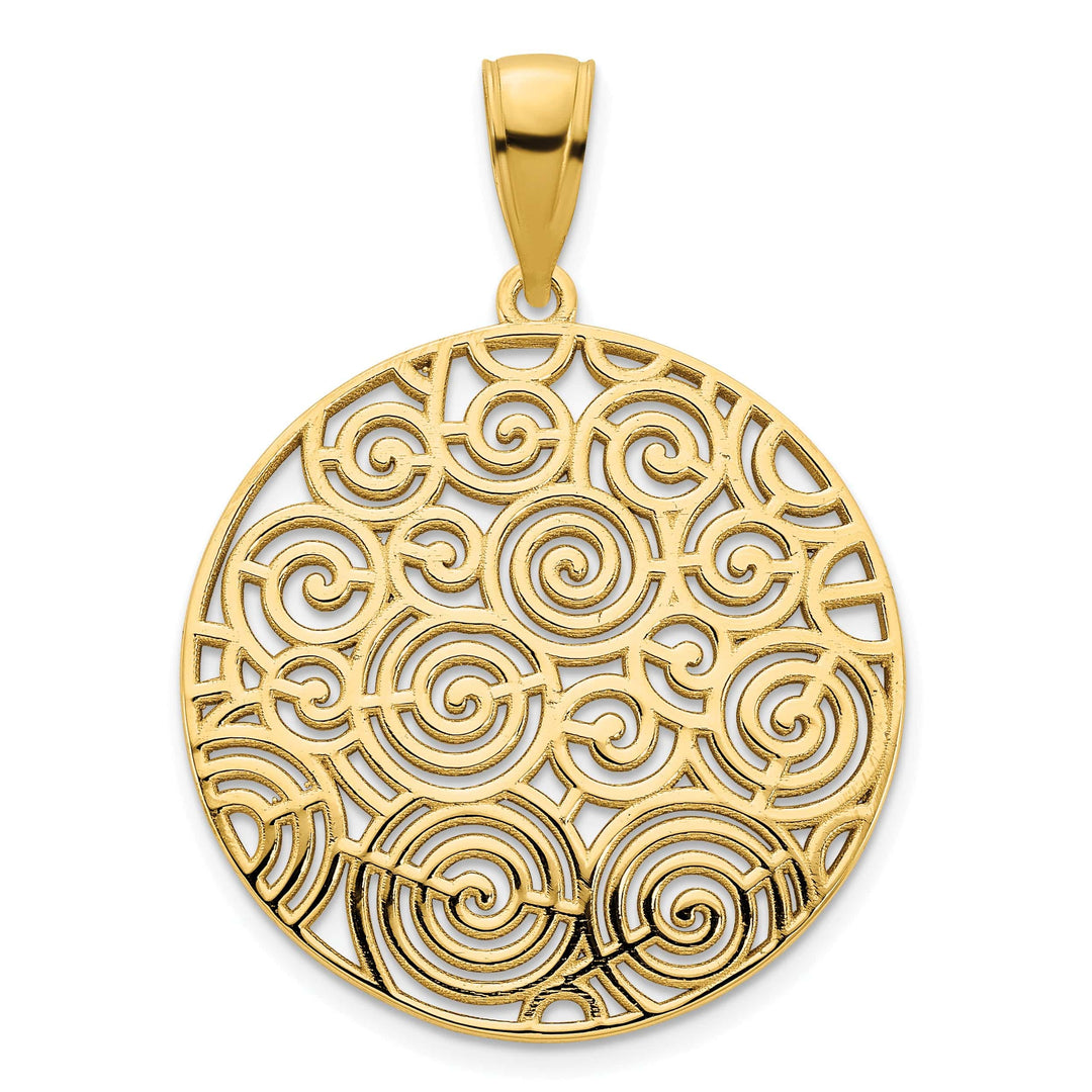 Lovely Rita's Pendants & Charms 14k Yellow Gold Fancy Filigree Swirl Design Disc Pendant
