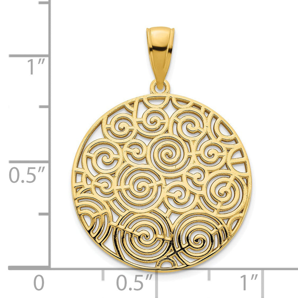 Lovely Rita's Pendants & Charms 14k Yellow Gold Fancy Filigree Swirl Design Disc Pendant