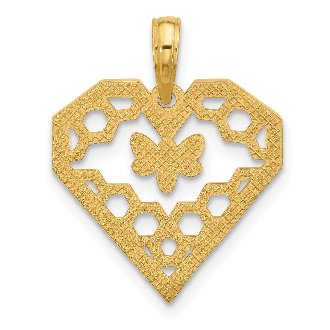 Lovely Rita's Pendants & Charms 14K Yellow Gold Fancy Heart & Bee Honeycomb Pendant