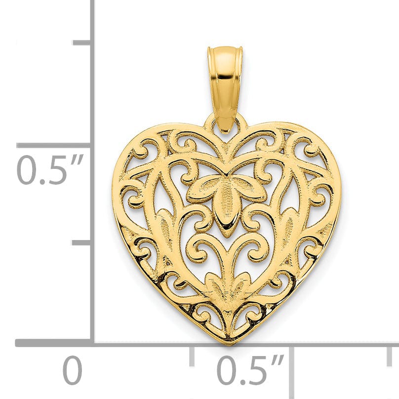 Lovely Rita's Pendants & Charms 14k Yellow Gold Fancy Heart Filigree Pendant