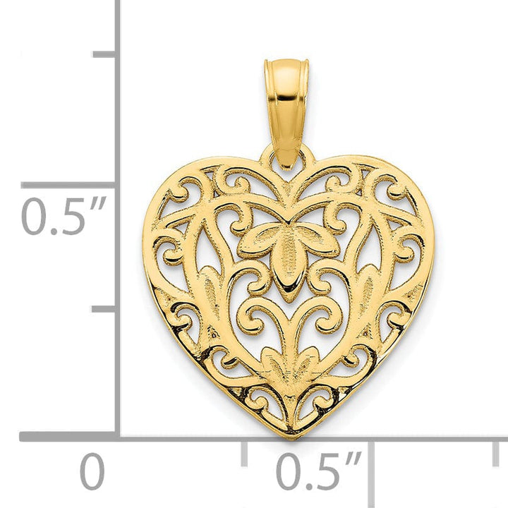 Lovely Rita's Pendants & Charms 14k Yellow Gold Fancy Heart Filigree Pendant