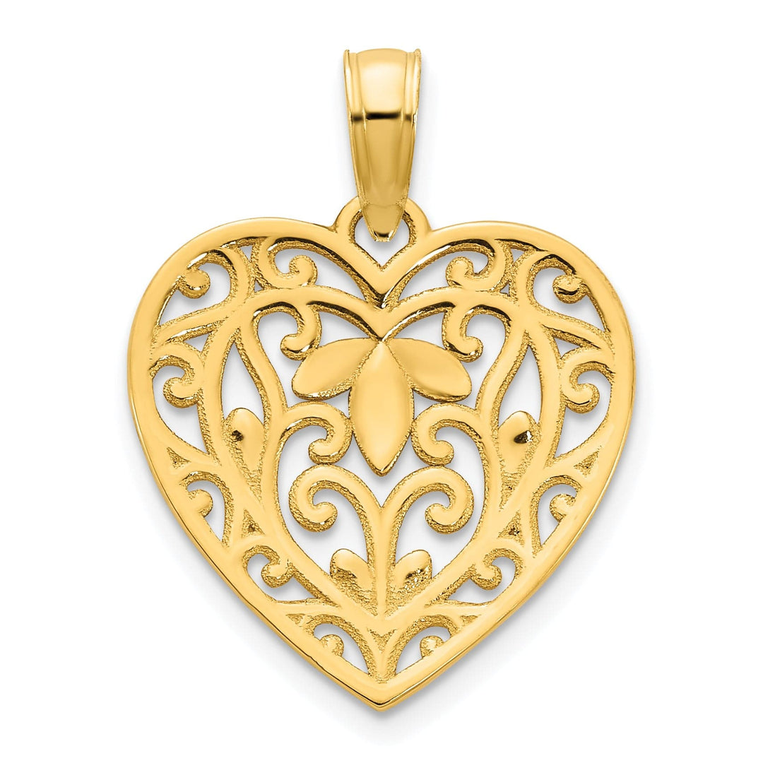 Lovely Rita's Pendants & Charms 14k Yellow Gold Fancy Heart Filigree Pendant