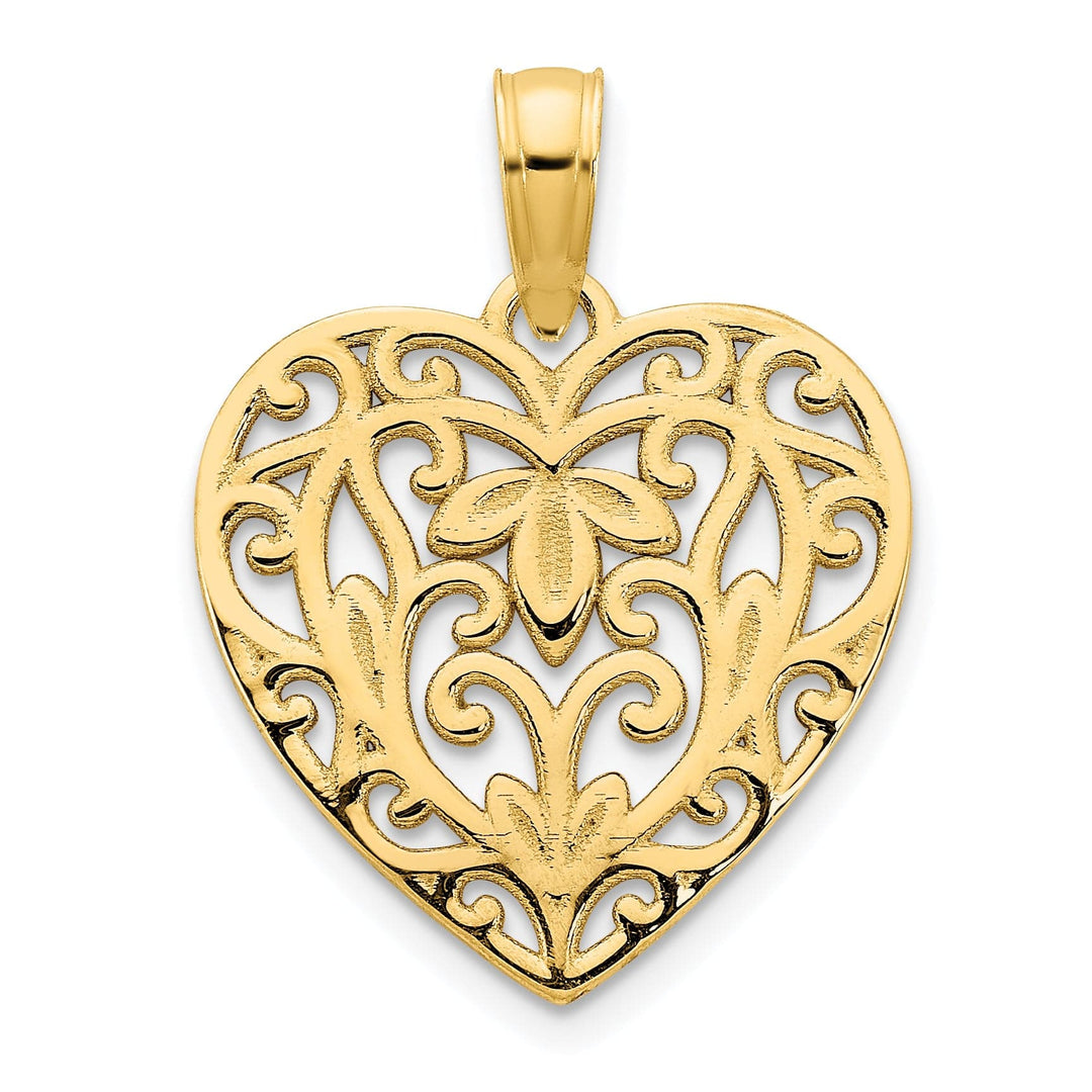 Lovely Rita's Pendants & Charms 14k Yellow Gold Fancy Heart Filigree Pendant