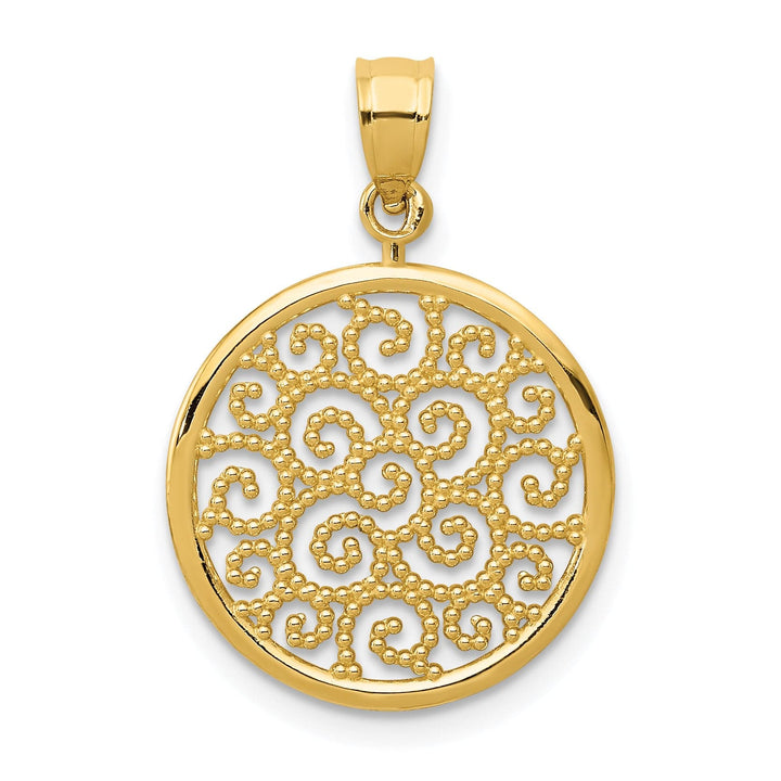 Lovely Rita's Pendants & Charms 14k Yellow Gold Filigree Design Round Pendant
