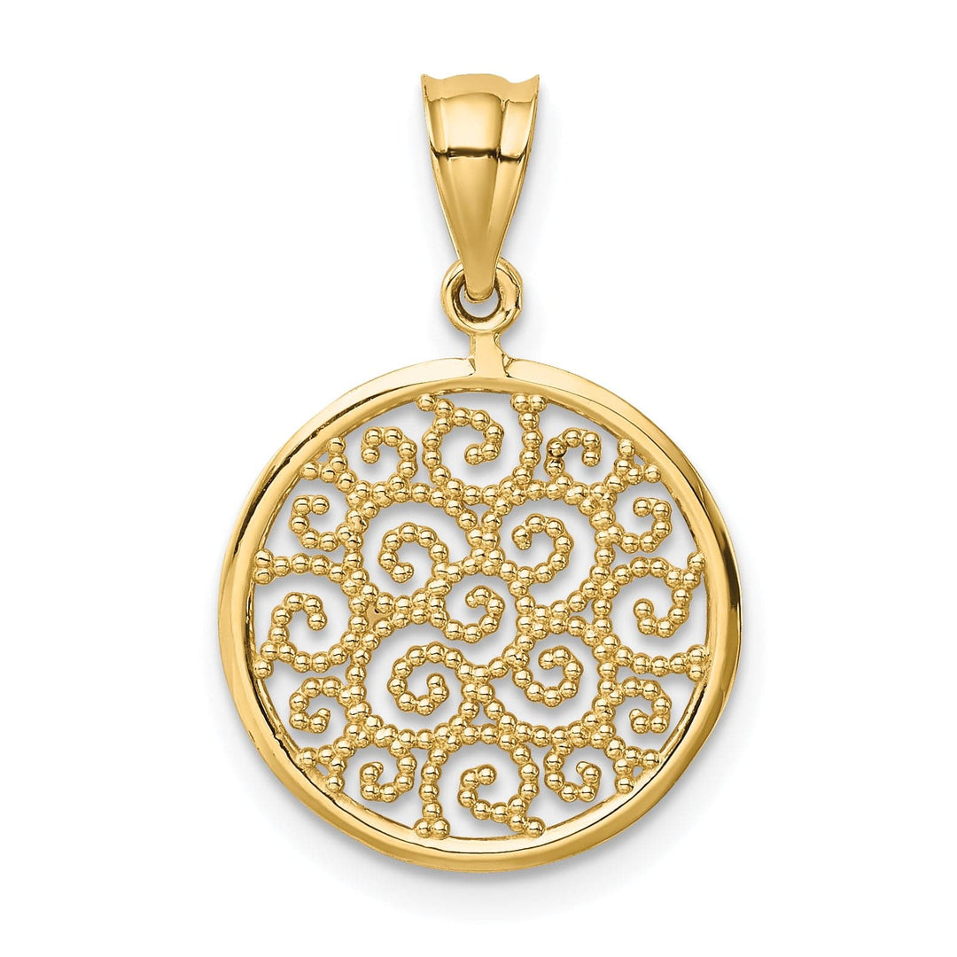 Lovely Rita's Pendants & Charms 14k Yellow Gold Filigree Design Round Pendant