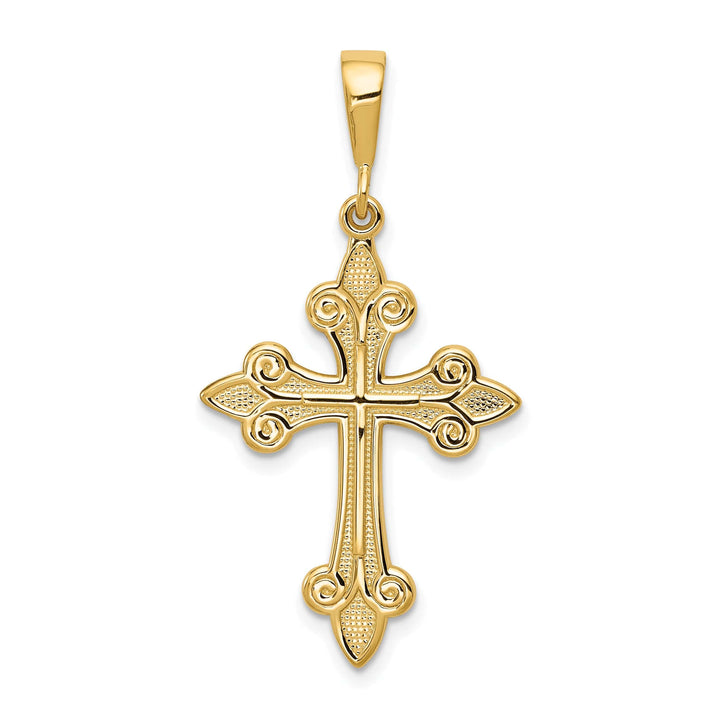 Lovely Rita's Pendants & Charms 14k Yellow Gold Fleur de Lis Design Cross Pendant