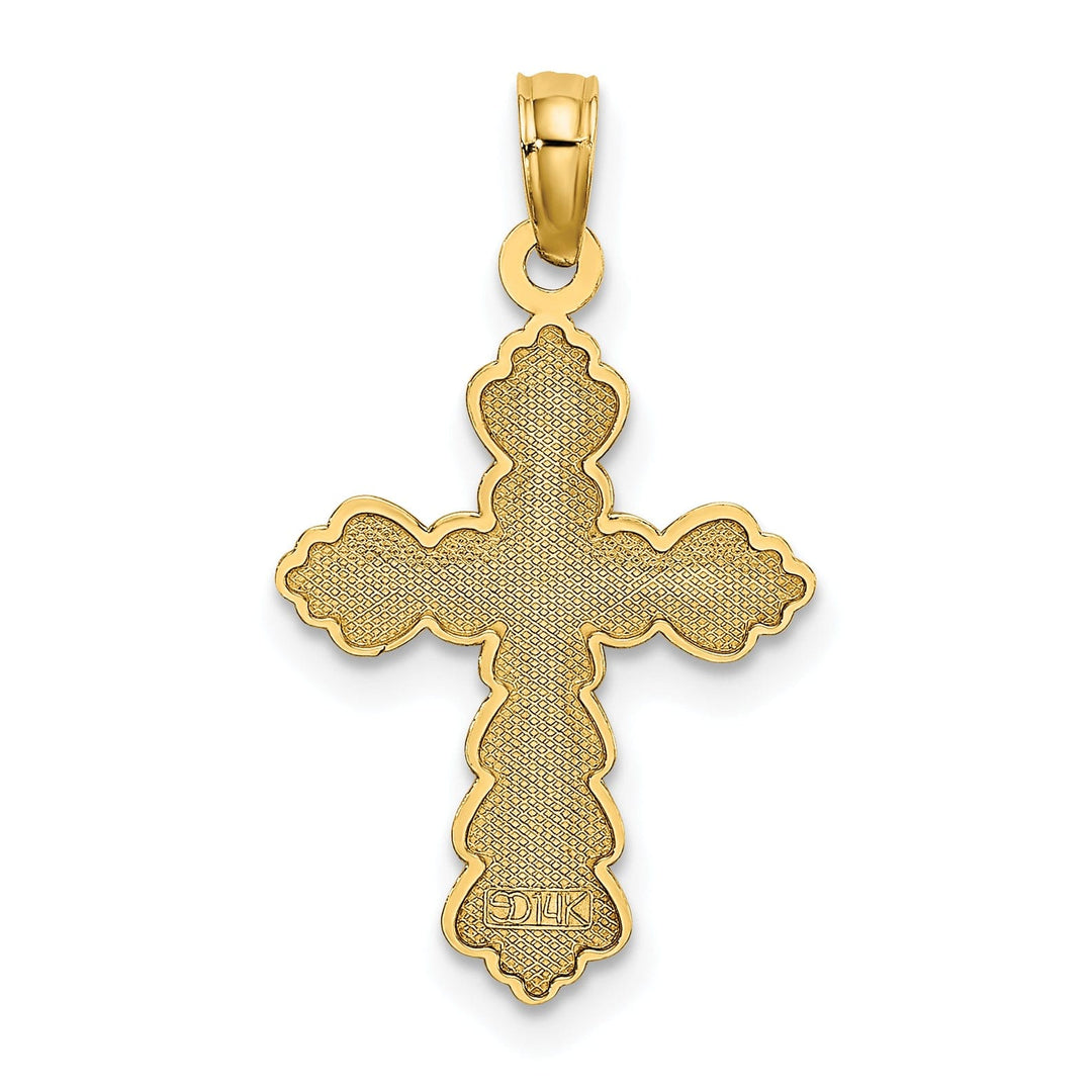 Lovely Rita's Pendants & Charms 14k Yellow Gold Fluer de Lis Scalloped Design Cross