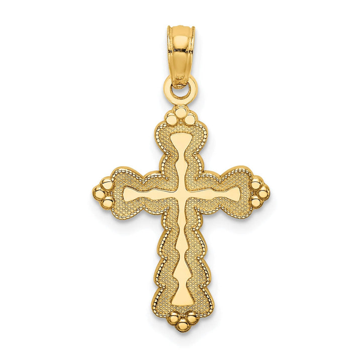 Lovely Rita's Pendants & Charms 14k Yellow Gold Fluer de Lis Scalloped Design Cross