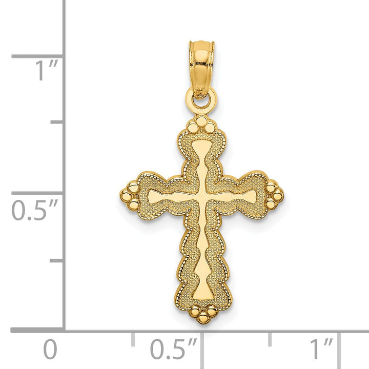 Lovely Rita's Pendants & Charms 14k Yellow Gold Fluer de Lis Scalloped Design Cross