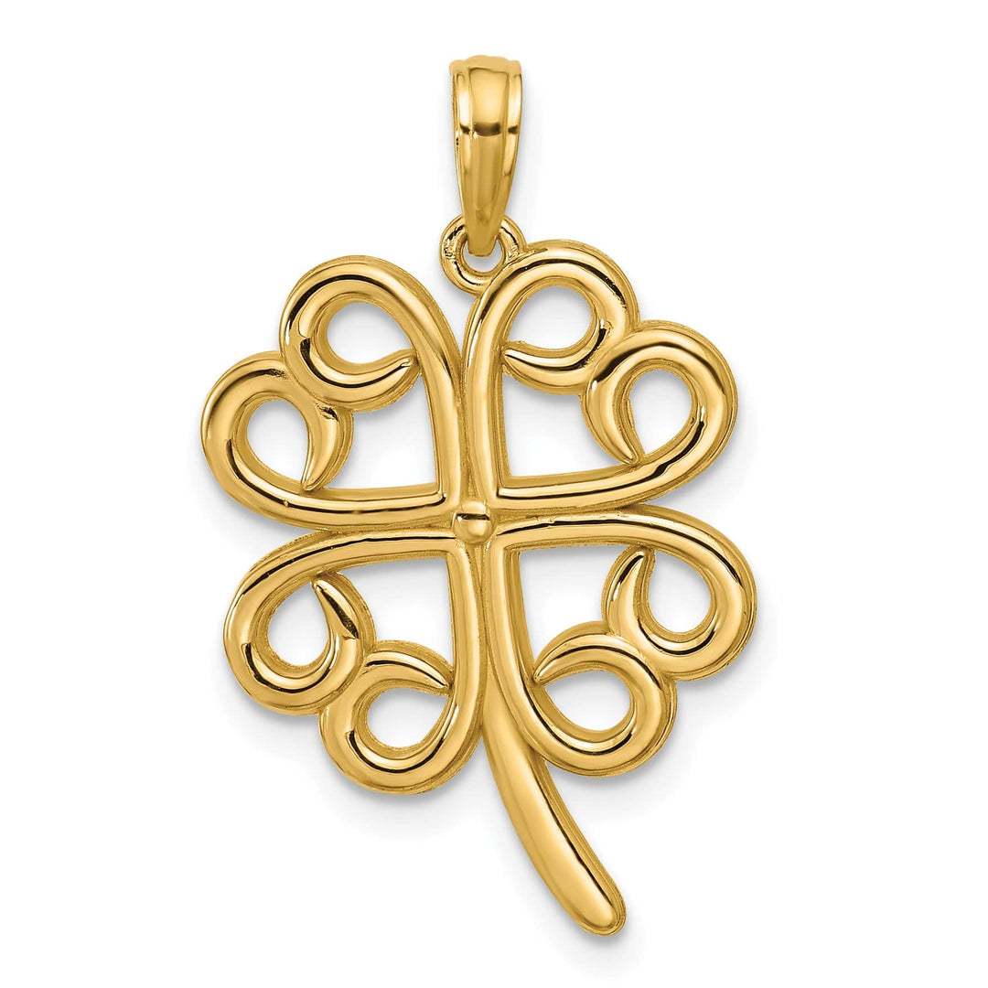 Lovely Rita's Pendants & Charms 14K Yellow Gold Four Leaf Clover Swirl Design Pendant